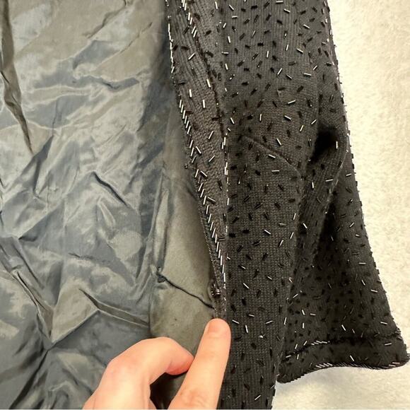 Vintage Marshall Field & Company 100%‎ Wool Black Beaded Blazer Jacket Size 38 - Picture 5 of 10